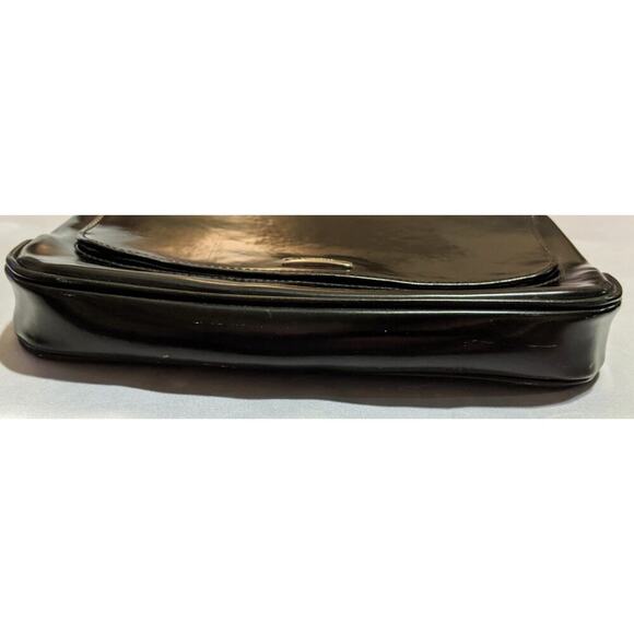 Nine West Black Vegan Patent Leather Convertible Shoulder Bag Clutch Chain Strap - Picture 2 of 15